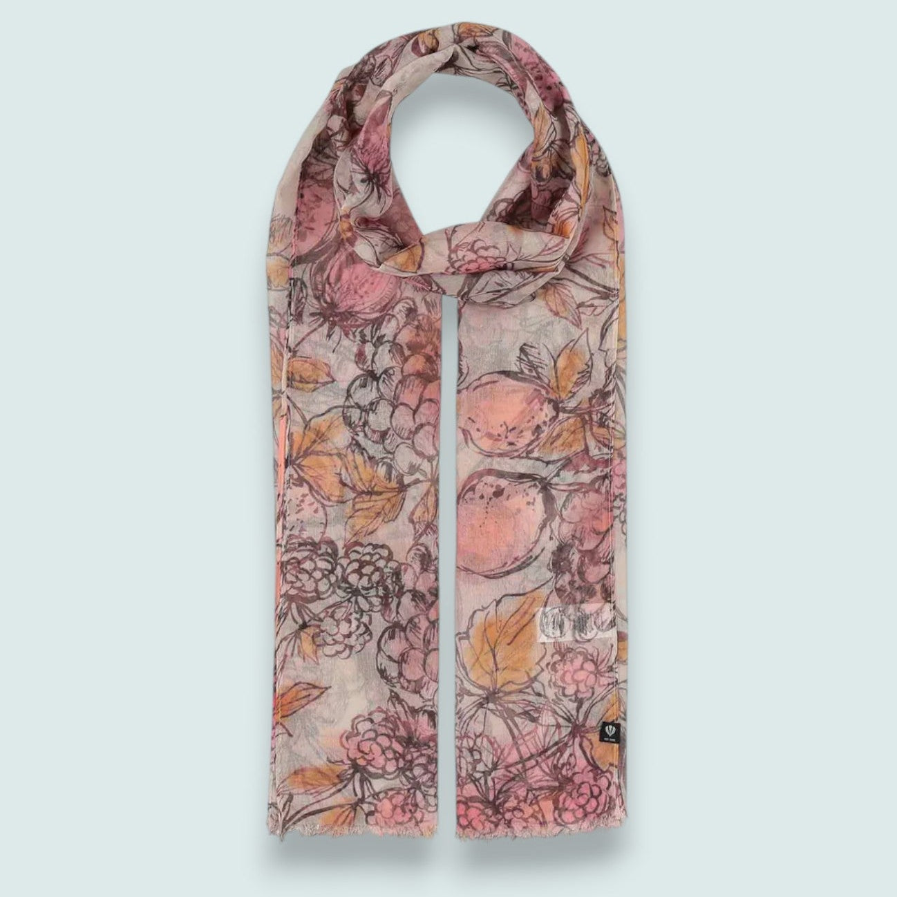 Fraas - Hand-Drawn Fruit Print Lightweight Scarf