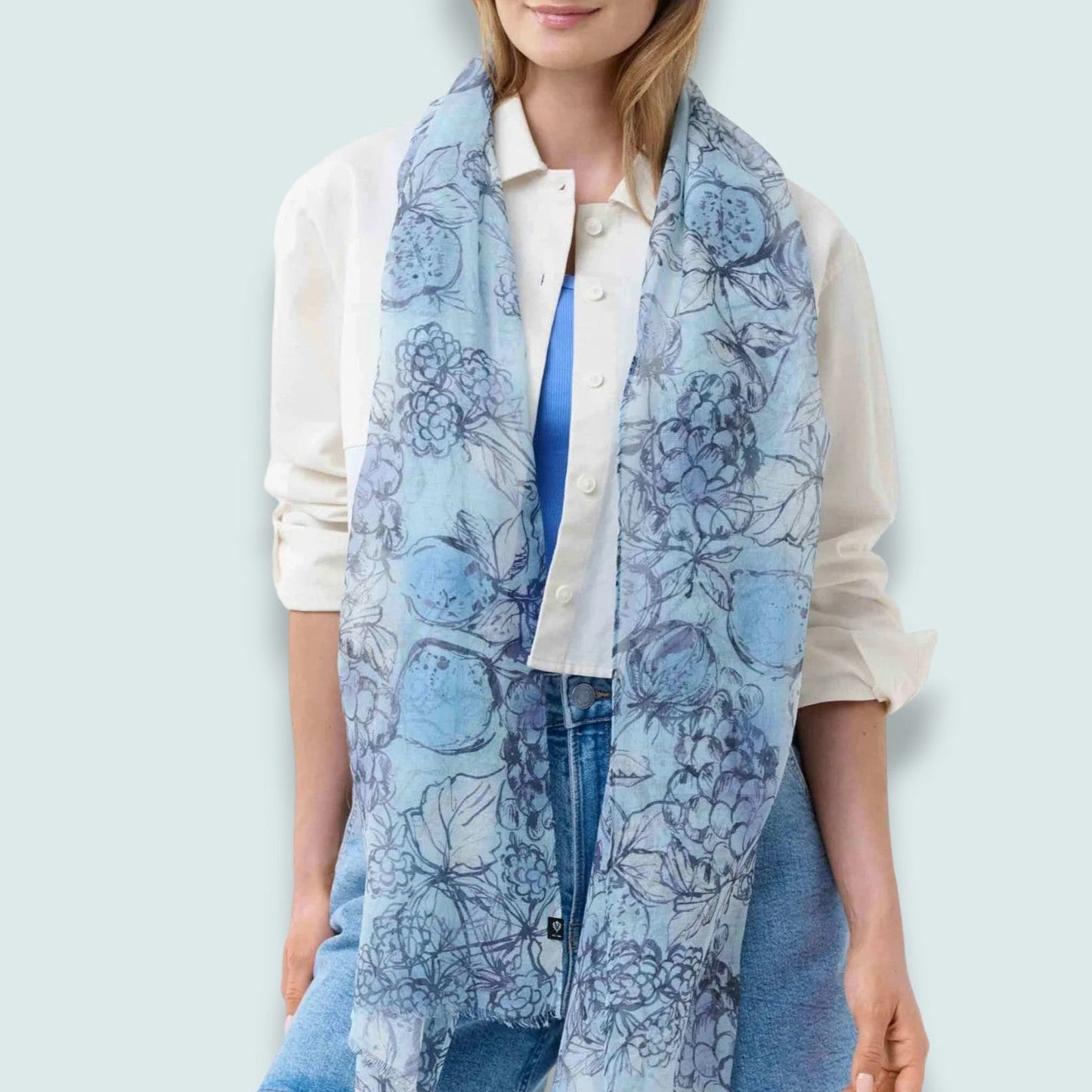 Fraas - Hand-Drawn Fruit Print Lightweight Scarf