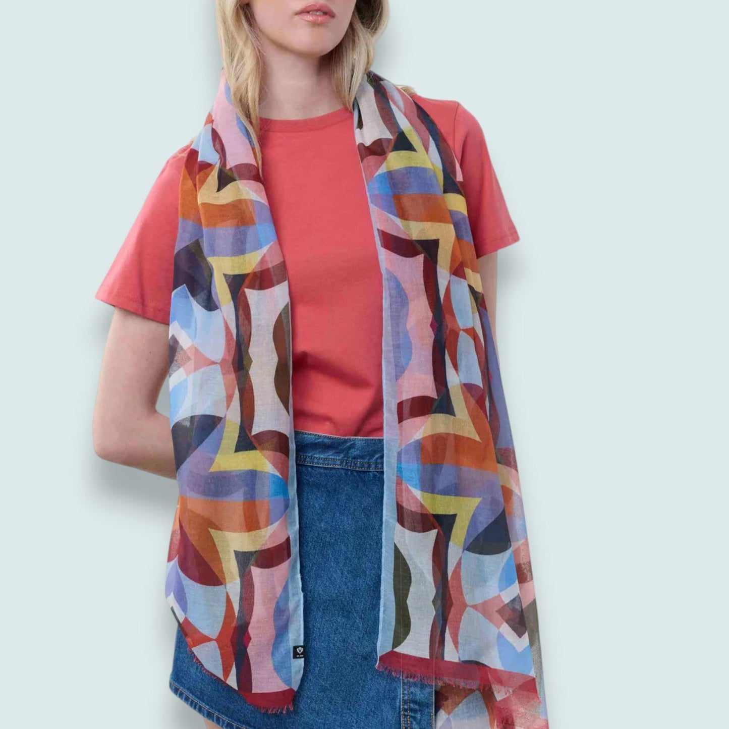 Fraas - Retro Geometric Print Lightweight Scarf