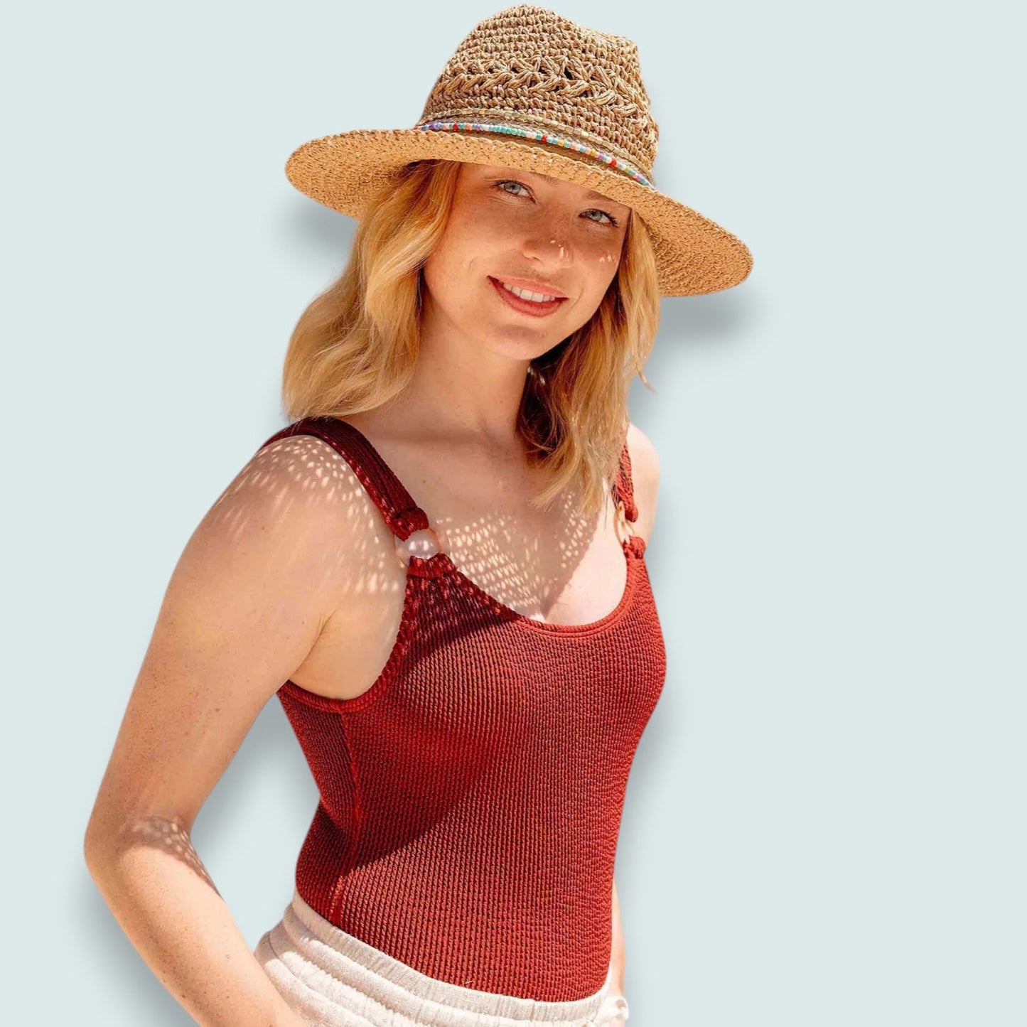 Loevenich - Boho Fedora With “Smile” Beaded Band