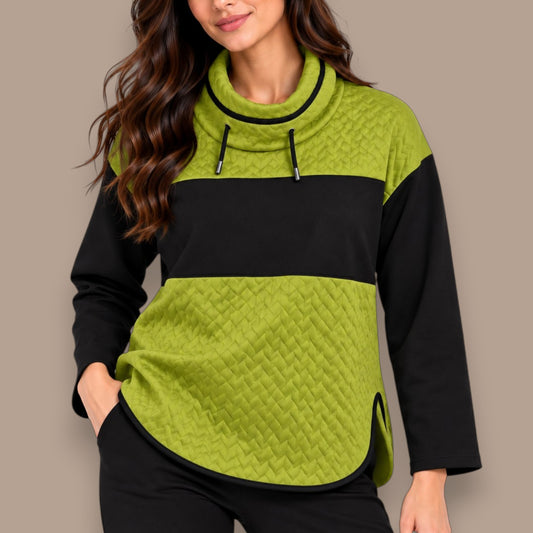 Pure - Quilted Colour Block Cowl Neck Sweater