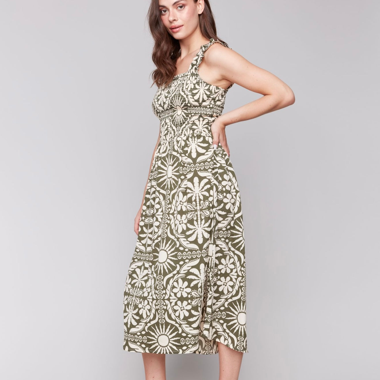 Charlie B - Printed Dress With Shirring Detail