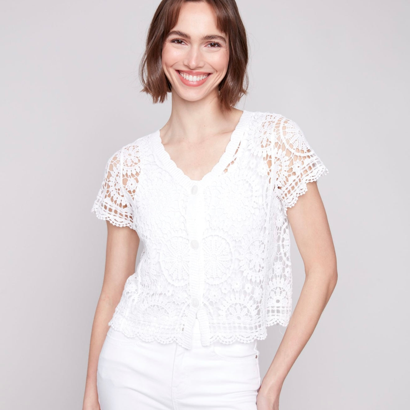 Charlie B - Short Sleeve Crochet Bolero