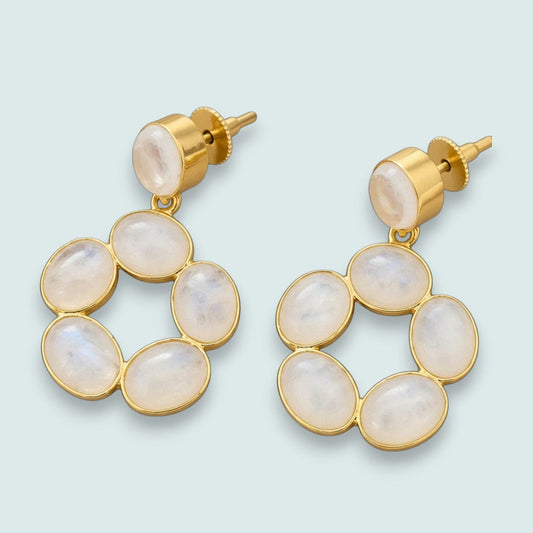 Audrey's - Moonstone Halo Drop Earrings