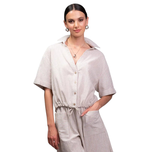 Alison Sheri - Striped Button Blouse