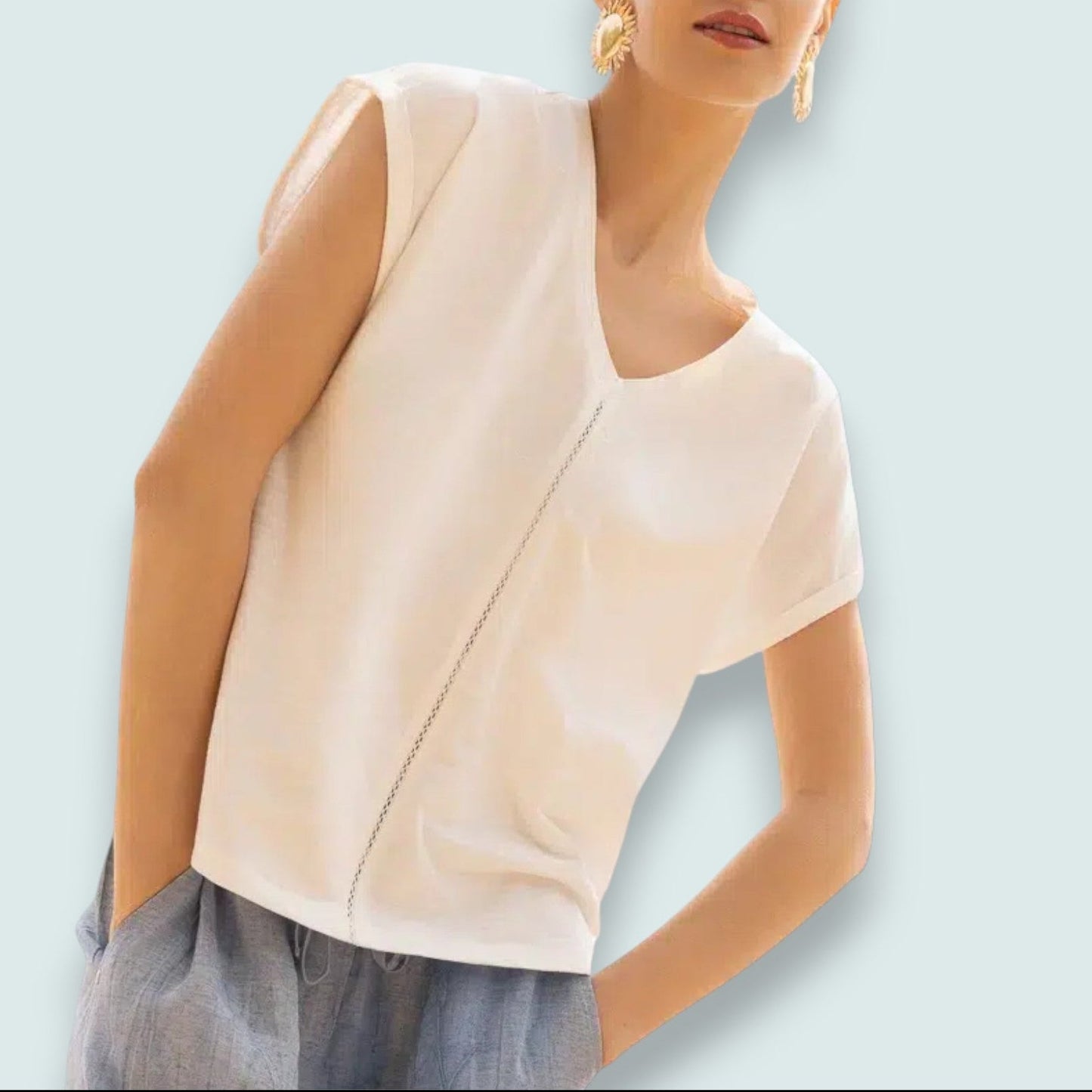 Alison Sheri - Seam Detail V-Neck Top