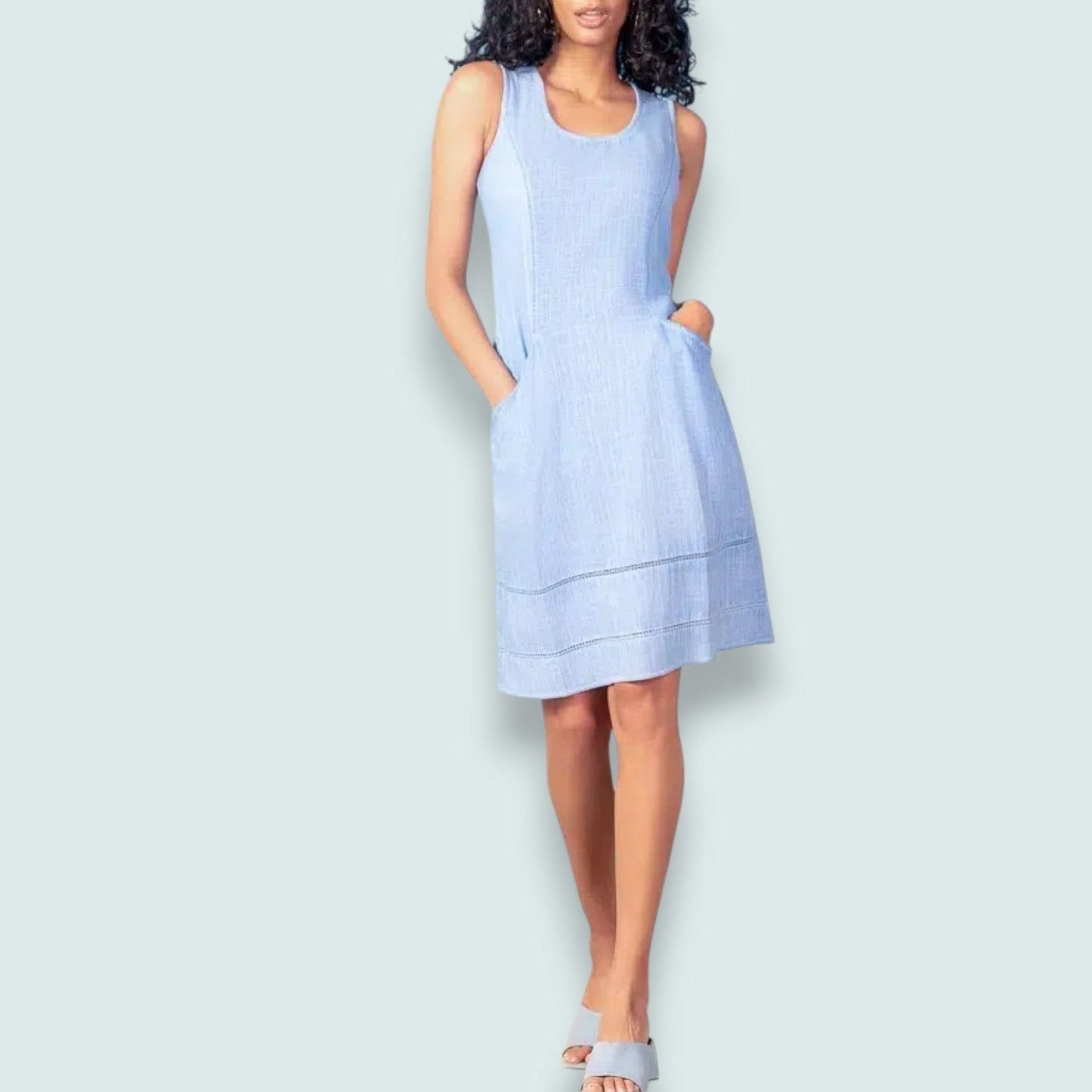Alison Sheri - Sleeveless Shift Dress with Pockets