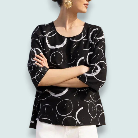 Alison Sheri - Midnight Sketch Abstract Blouse
