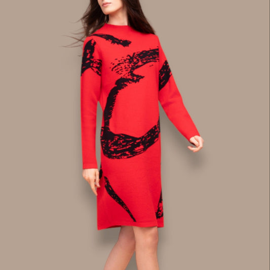 Alison Sheri - Abstract Print Knit Sweater Dress