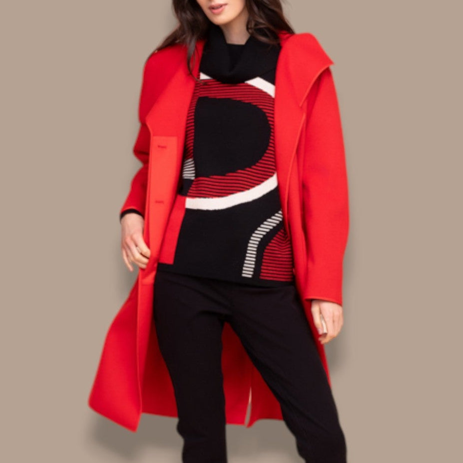 Alison Sheri - Classic Coat with Oversized Collar
