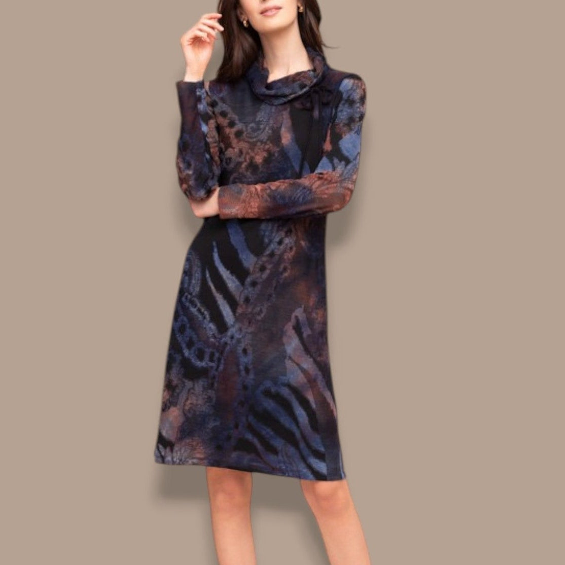 Alison Sheri - Abstract Print Cowl Neck Dress