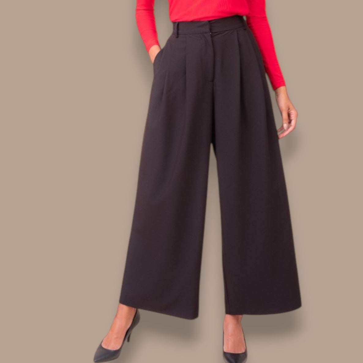 Alison Sheri - Pleated Wide-Leg Dress Pants