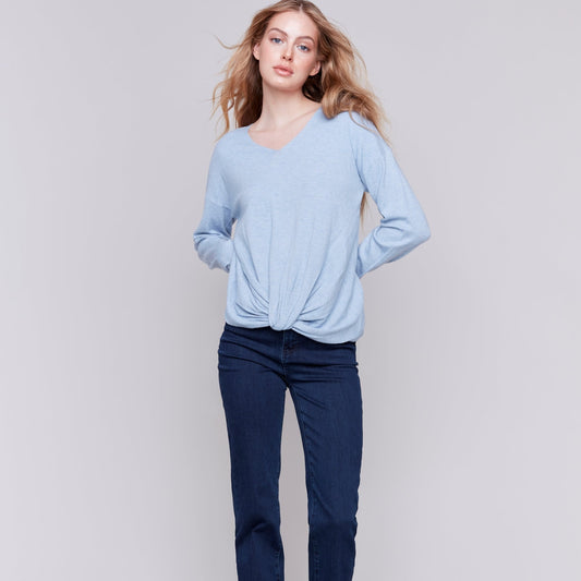 Charlie B - Long Sleeve Top With Front Knot