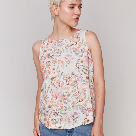 Charlie B - Printed Tank Top With Rounded Hem