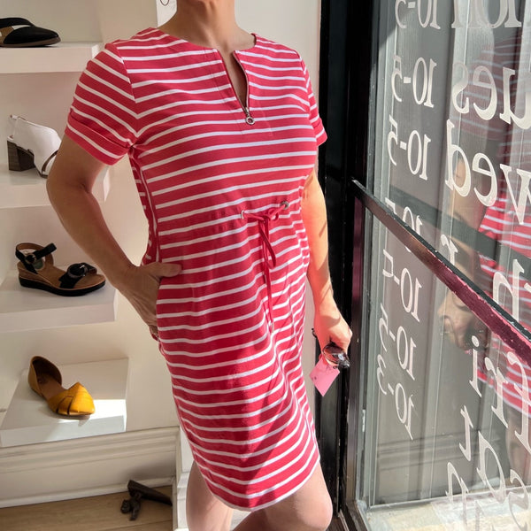 Tommy Bahama - Short Sleeve Striped Dress With Tie Drawstring