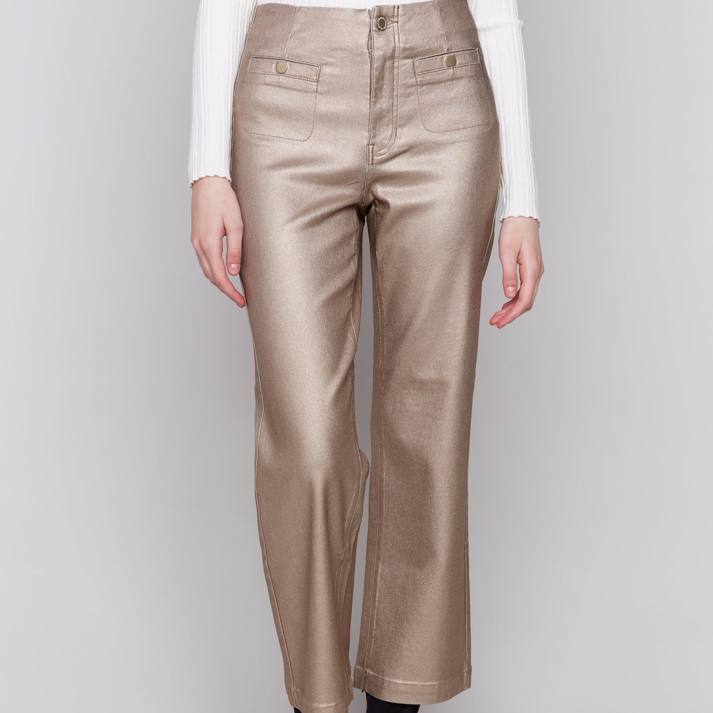 Charlie B - Metallic Wax Flared Pants