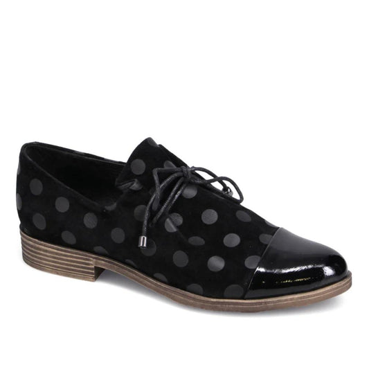 Django & Juliette - Black Dot Patent-Suede Shoe