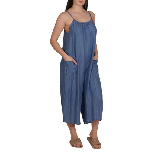 Angela Mara - Sleeveless Wide-Leg Jumpsuit
