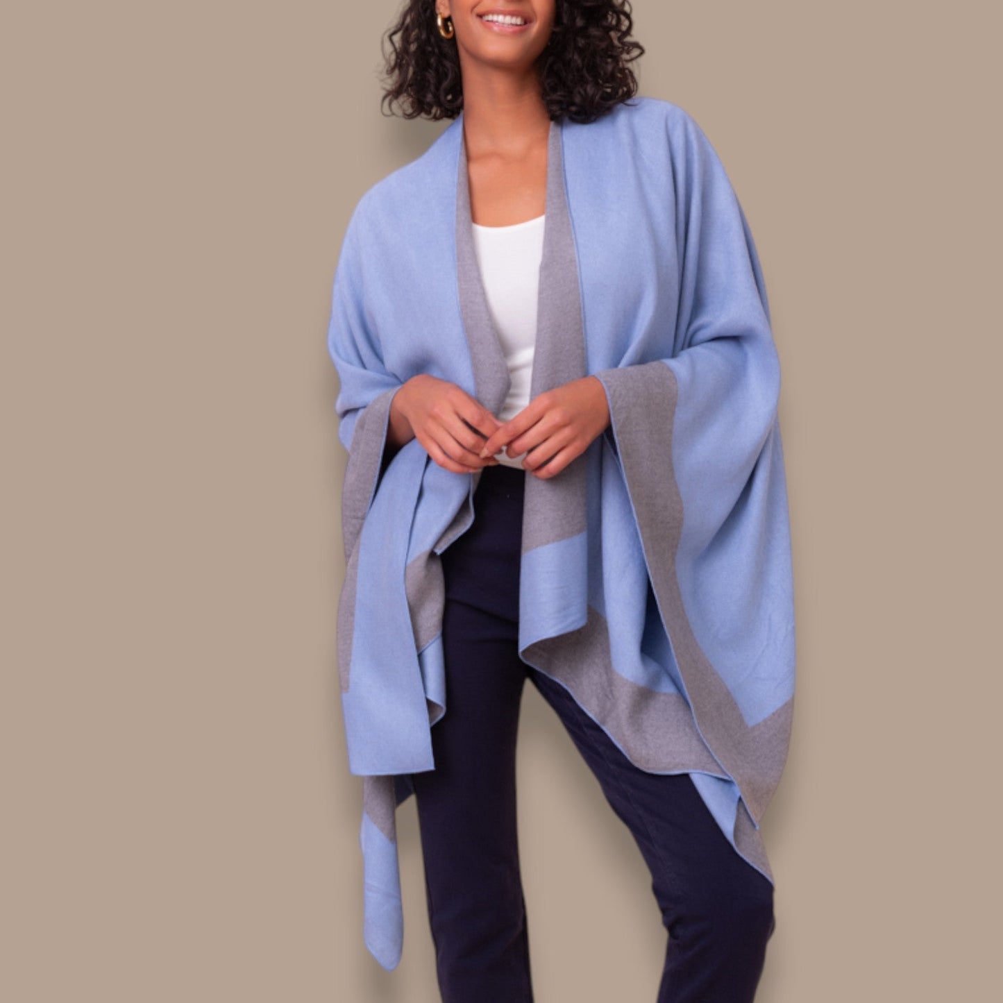 Alison Sheri - Reversible Contrast Trim Shawl