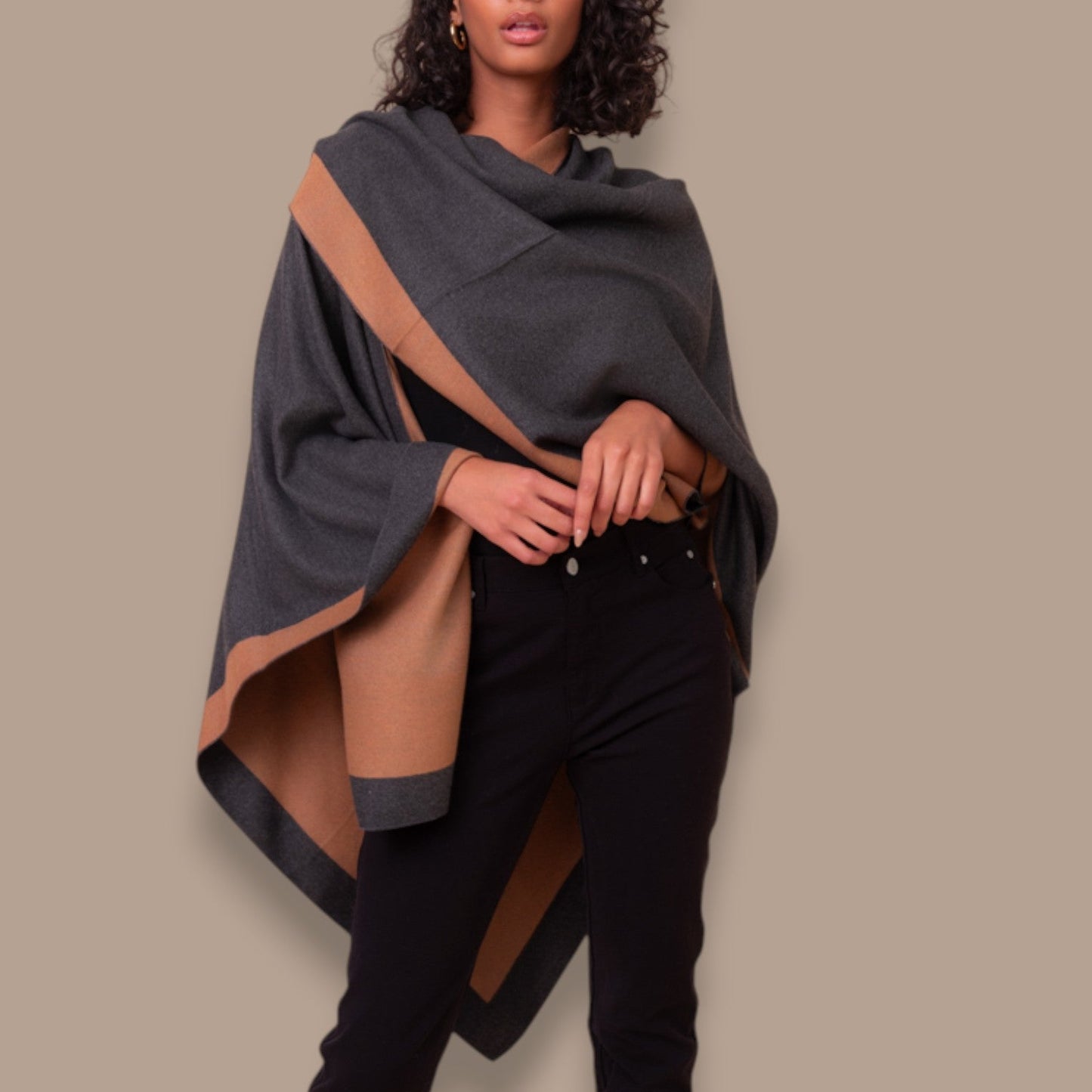 Alison Sheri - Reversible Contrast Trim Shawl