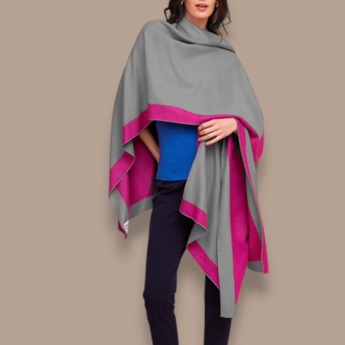 Alison Sheri - Reversible Contrast Trim Shawl