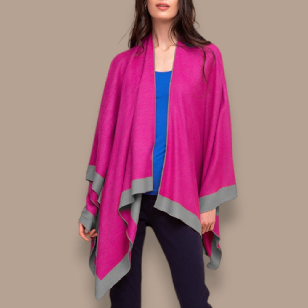 Alison Sheri - Reversible Contrast Trim Shawl