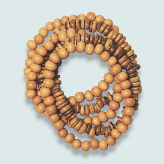 Audrey's - Chunky Wood & Coconut Bead Bracelet