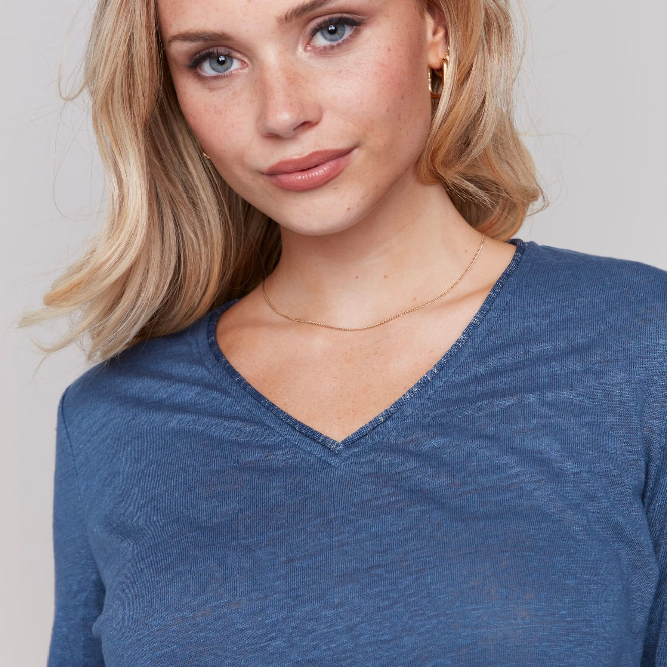 Charlie B - 3/4 Sleeve V-Neck Top