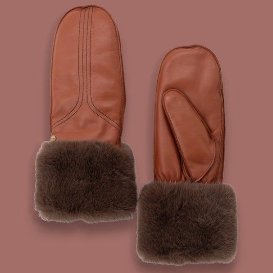 Brume - Greenwood Leather & Faux Fur Mittens
