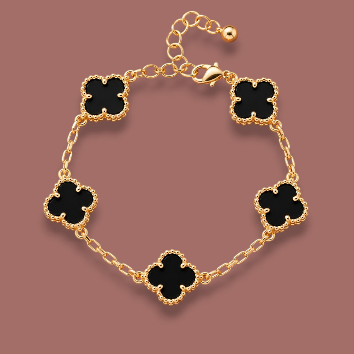 Merx - Gold-Tone Black Clover Bracelet