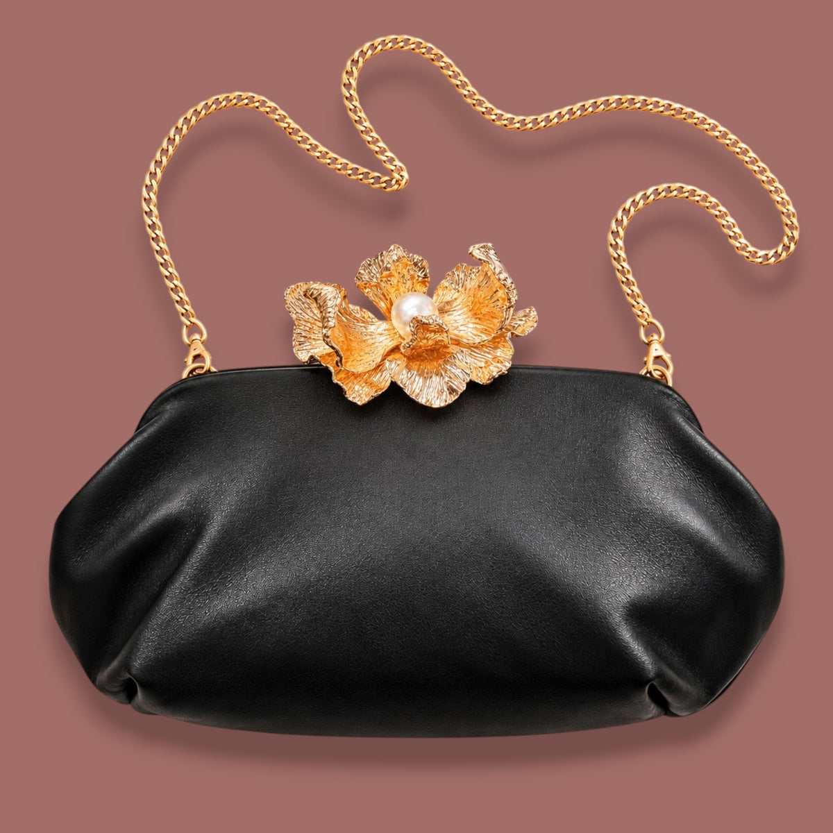 Inzi - Ornate Gold Clasp Evening Clutch