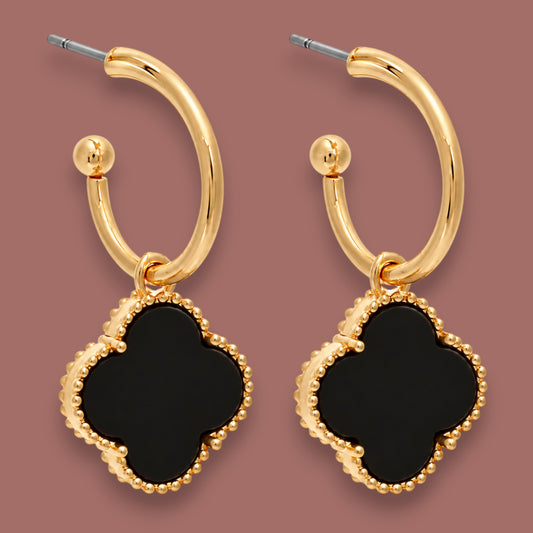 Merx - Reversible Clover Charm Hoop Earrings