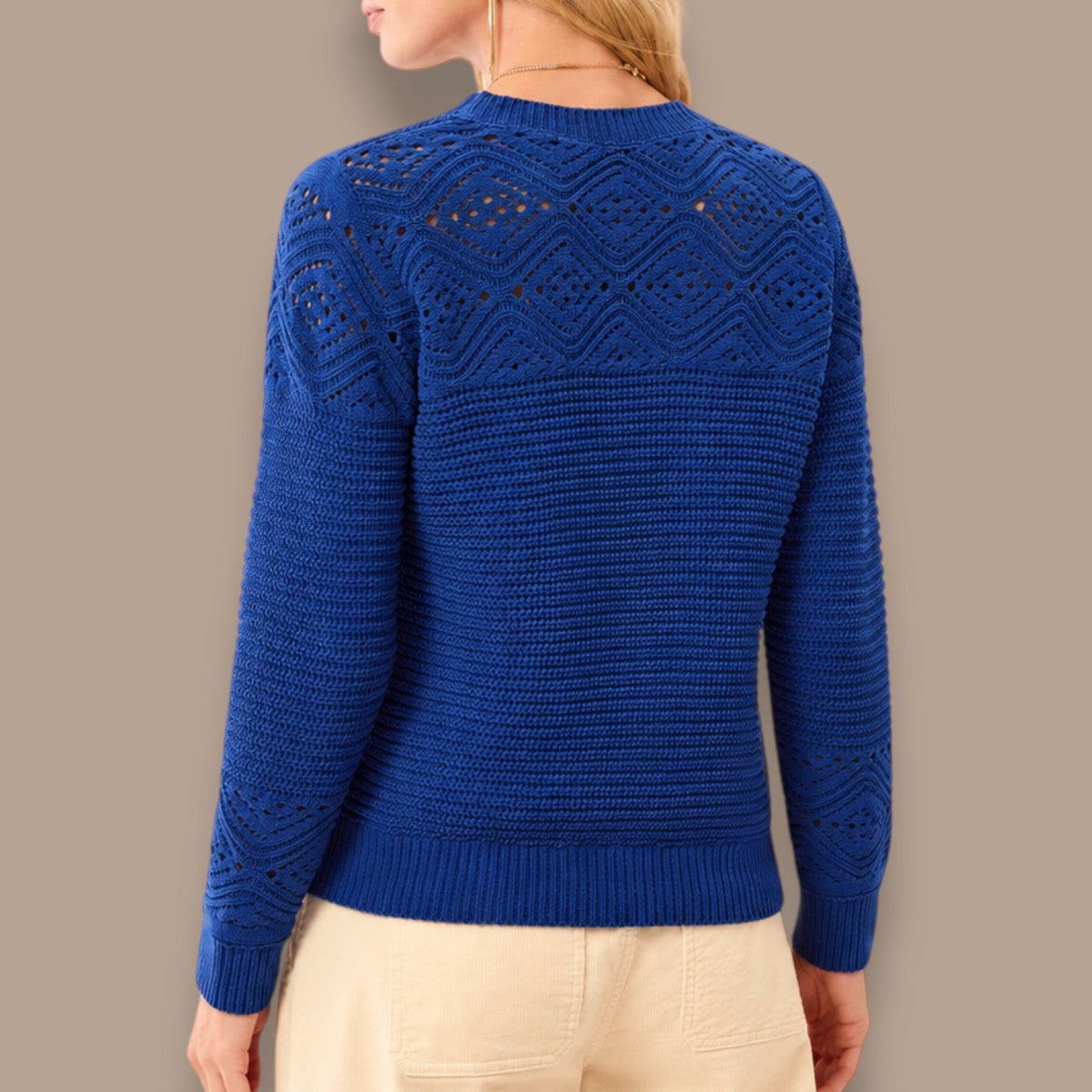 Tribal - Pointelle Detail Crew Neck Sweater