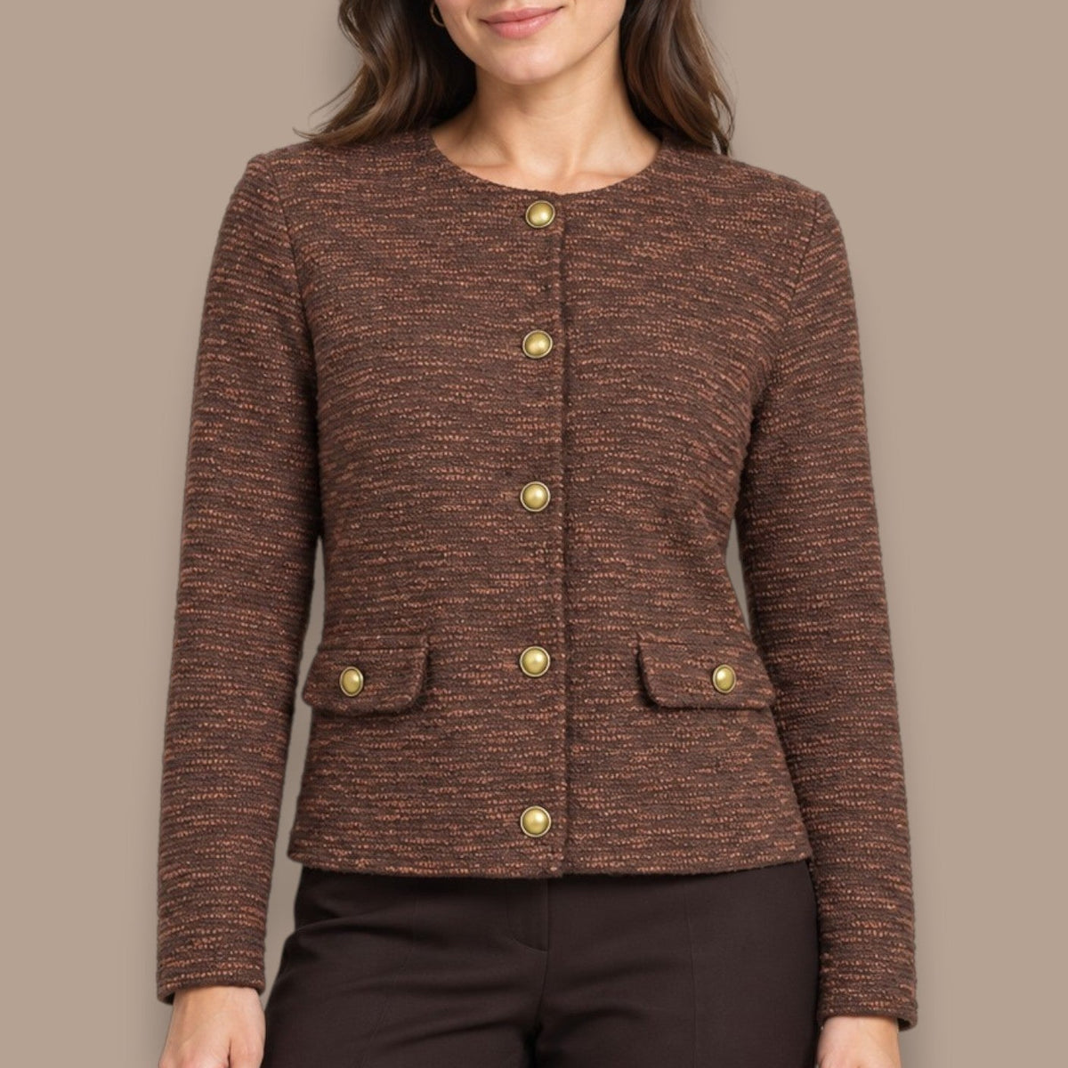 Sunday - Textured Knit Gold-Button Cardigan