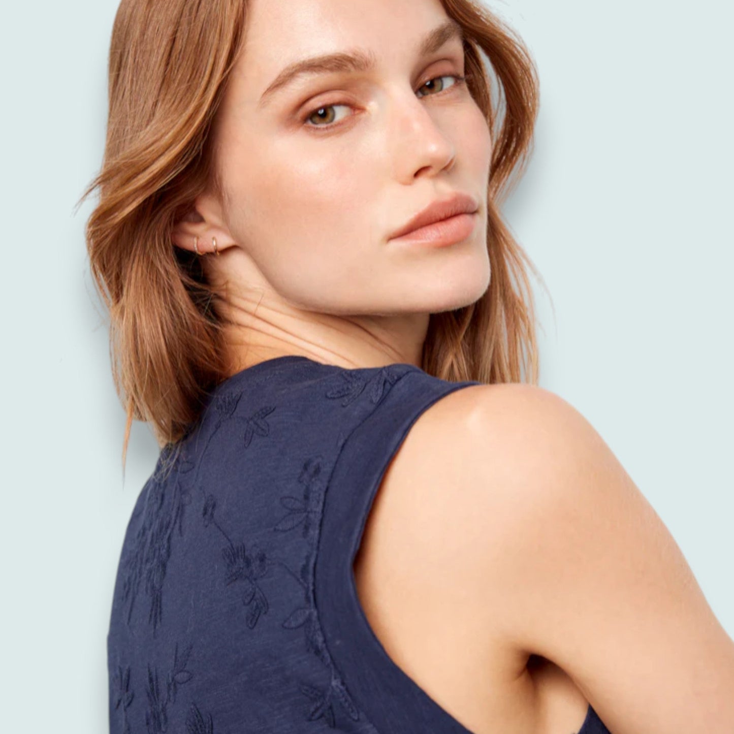 Charlie B - Floral Embroidered Sleeveless Cotton Top