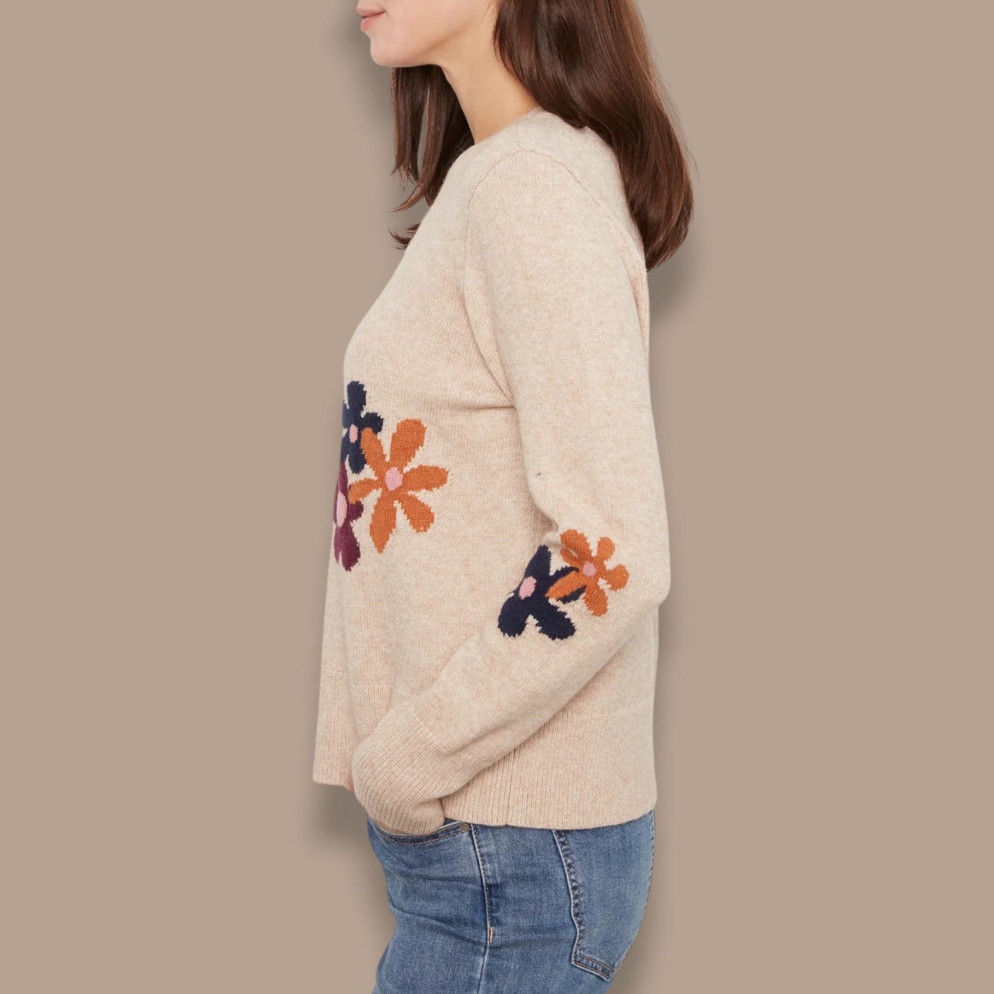Charlie B - Floral Jacquard Crew Neck Sweater