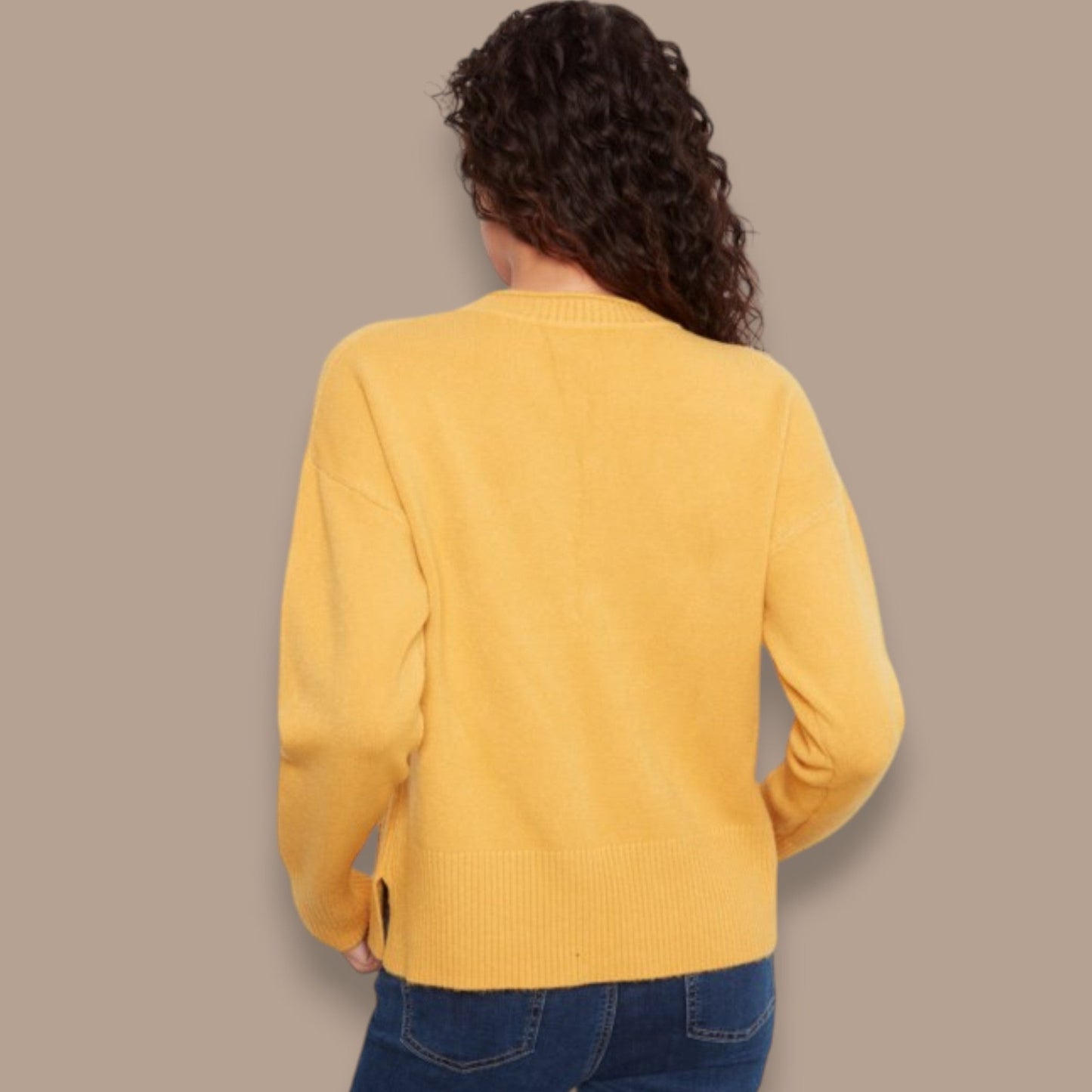 Charlie B - Mustard Knit Sweater With Front Patch Pocket