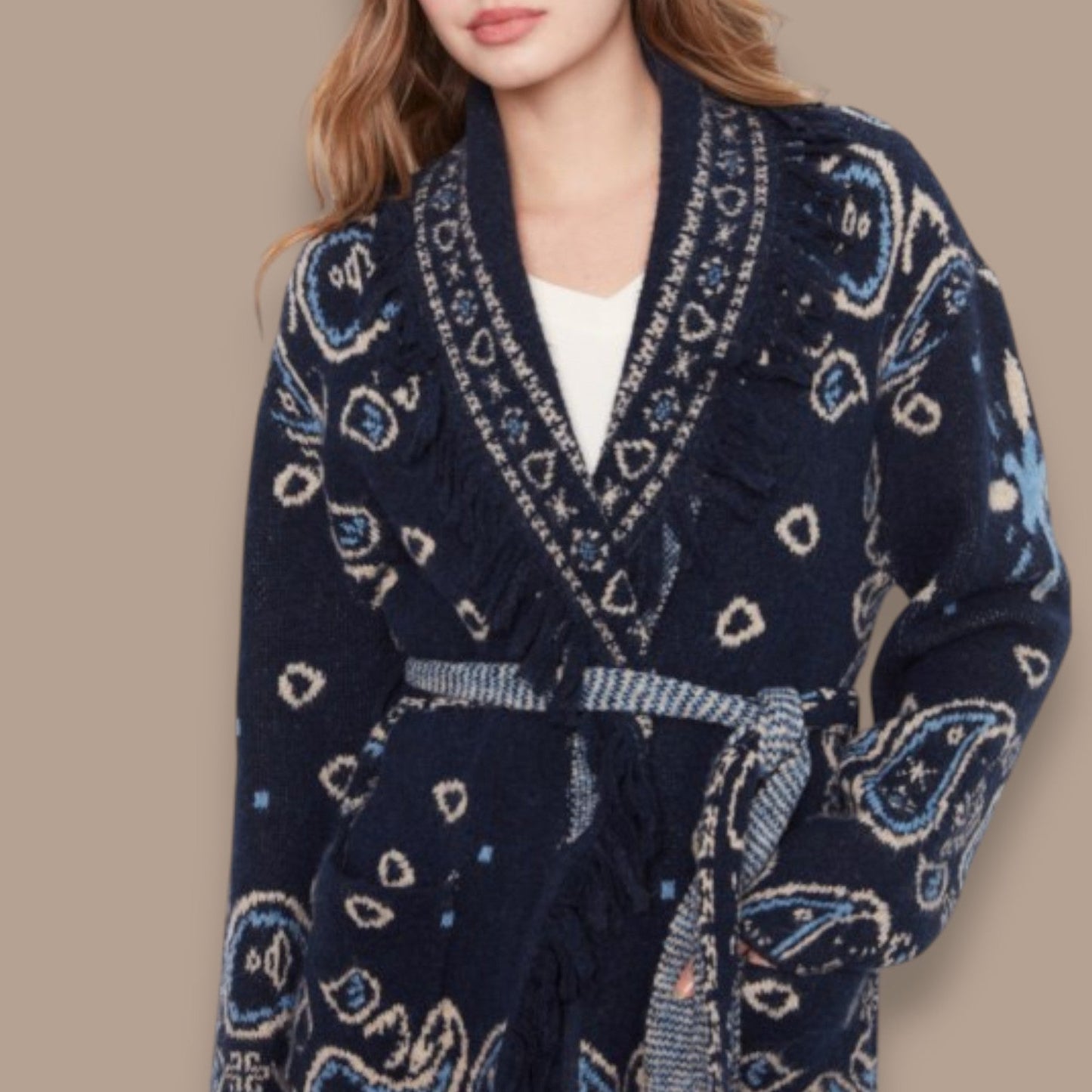 Charlie B - Paisley Belted Knit Cardigan