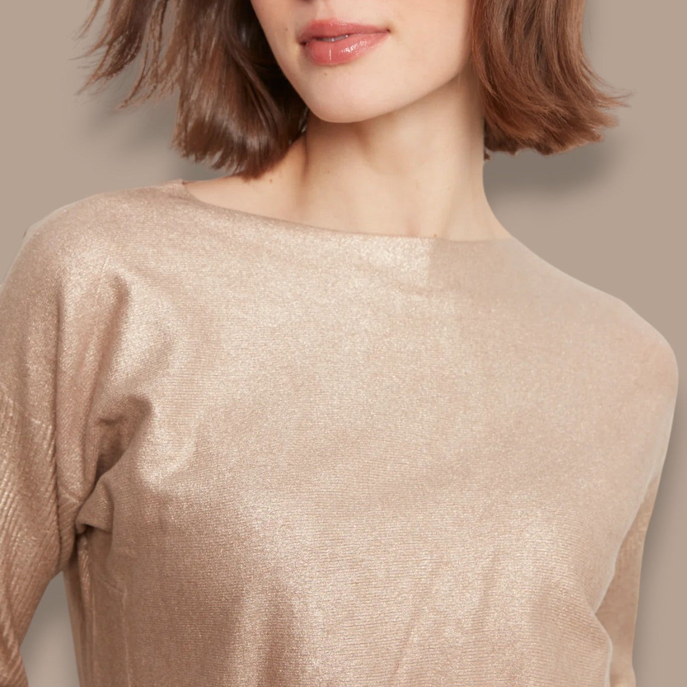 Charlie B - Foiled Boat Neck Sweater with Back Detail