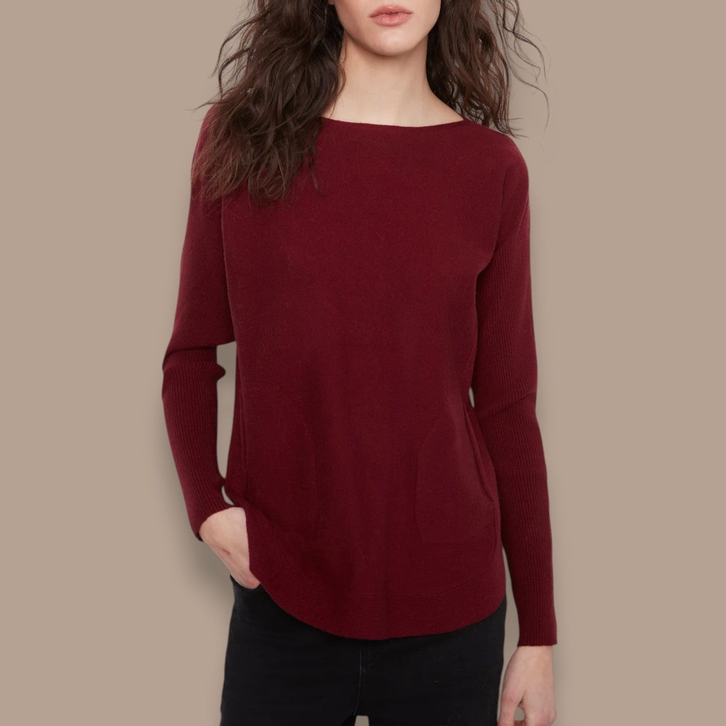 Charlie B - Boat Neck Knit Sweater with Back Grommet Detail