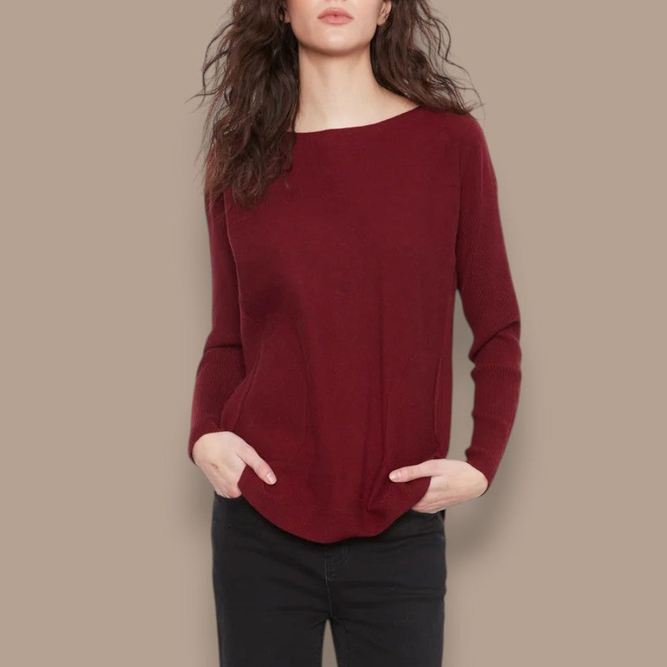 Charlie B - Boat Neck Knit Sweater with Back Grommet Detail