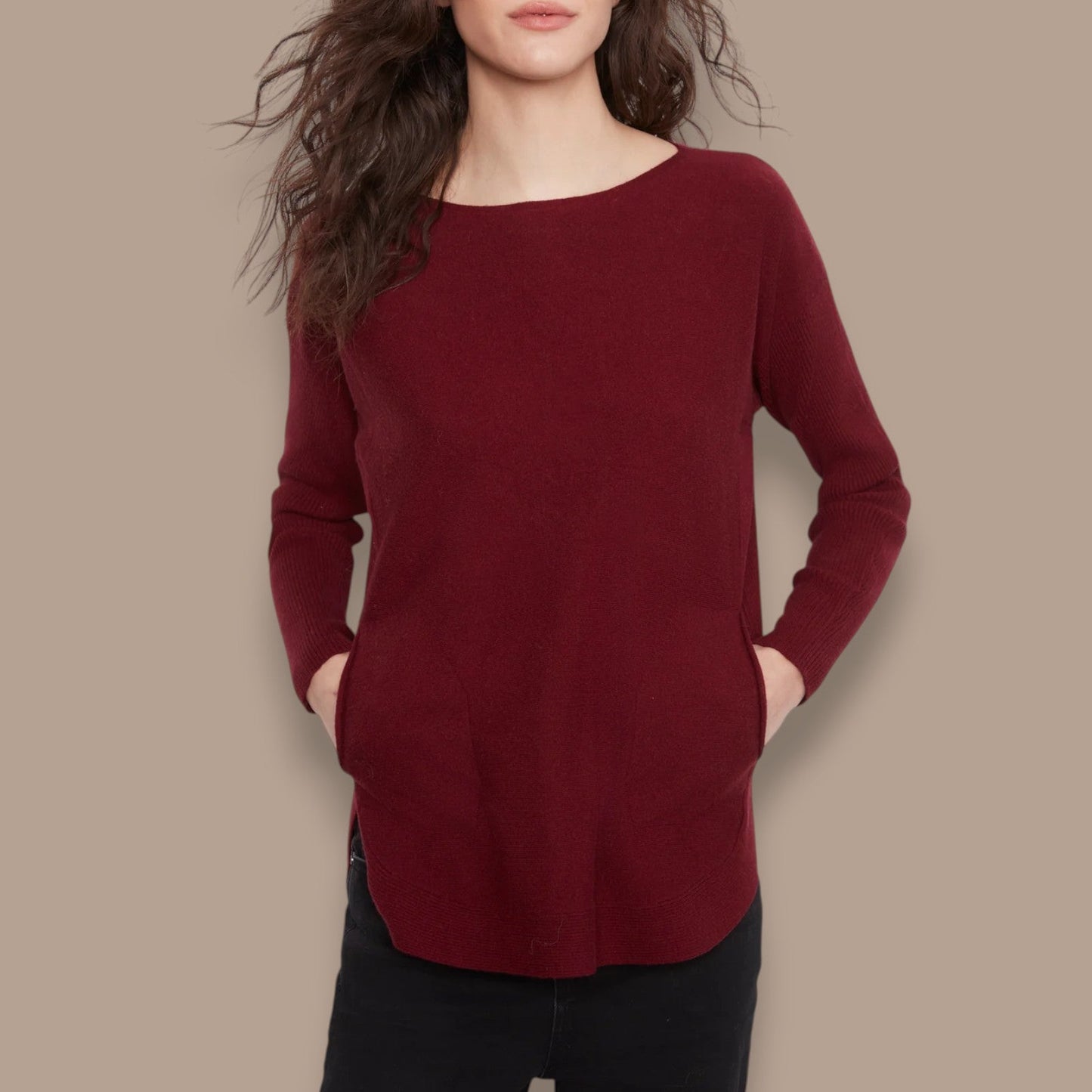 Charlie B - Boat Neck Knit Sweater with Back Grommet Detail