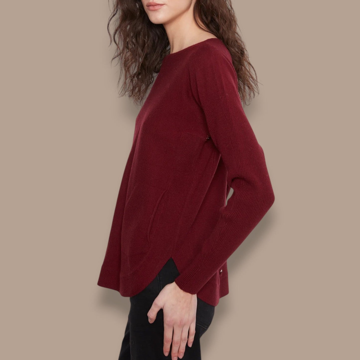 Charlie B - Boat Neck Knit Sweater with Back Grommet Detail