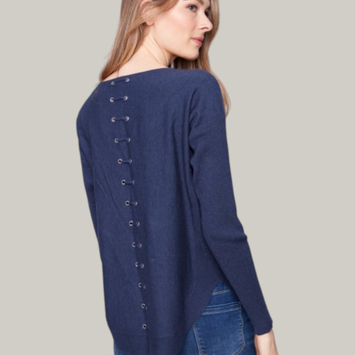 Charlie B - Sweater With Back Lace-Up Detail