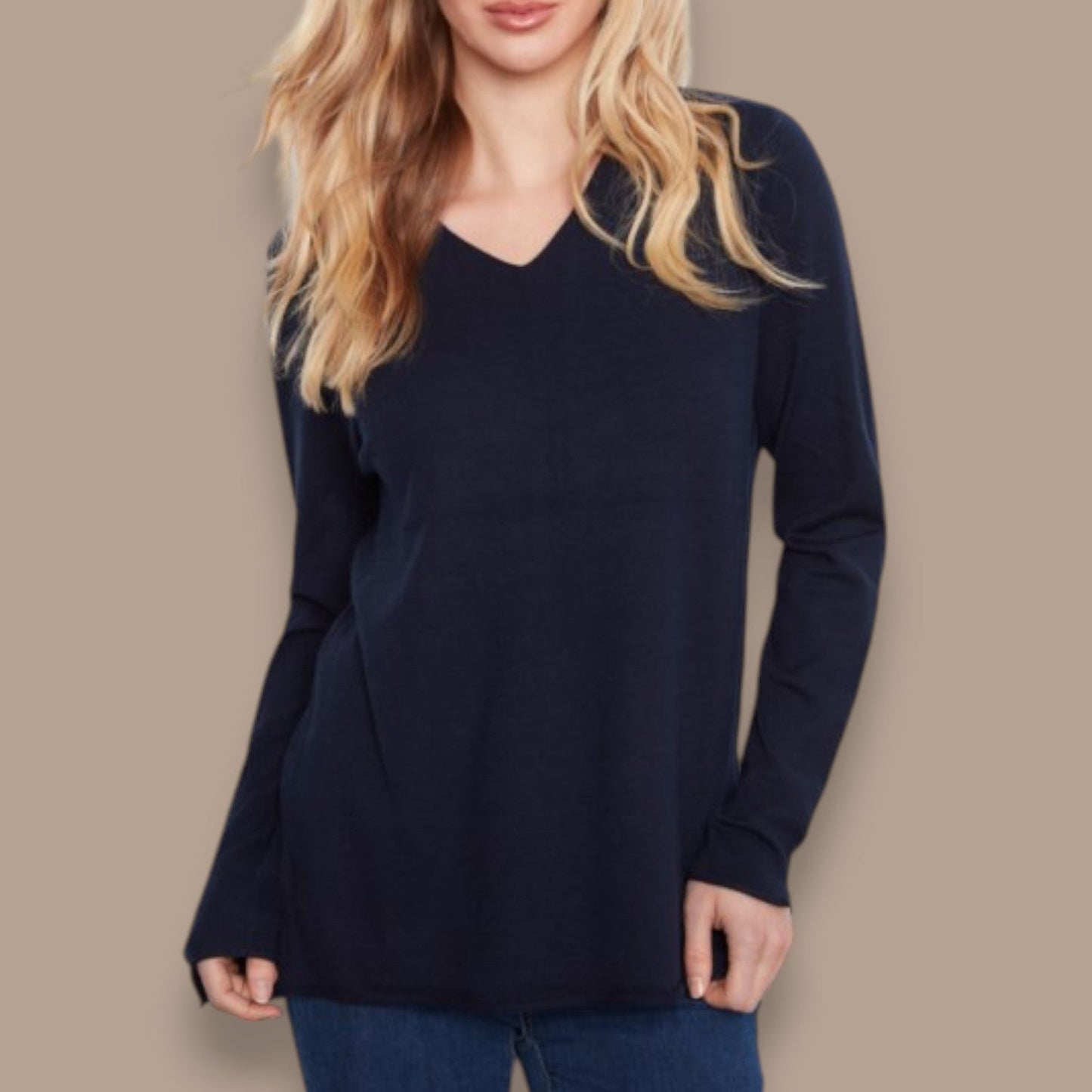 Charlie B - Long Sleeve V-Neck Knit Top