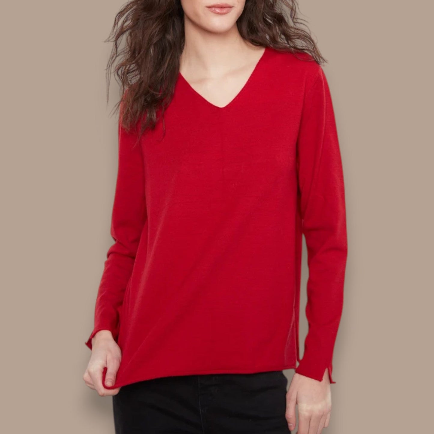 Charlie B - Long Sleeve V-Neck Knit Top