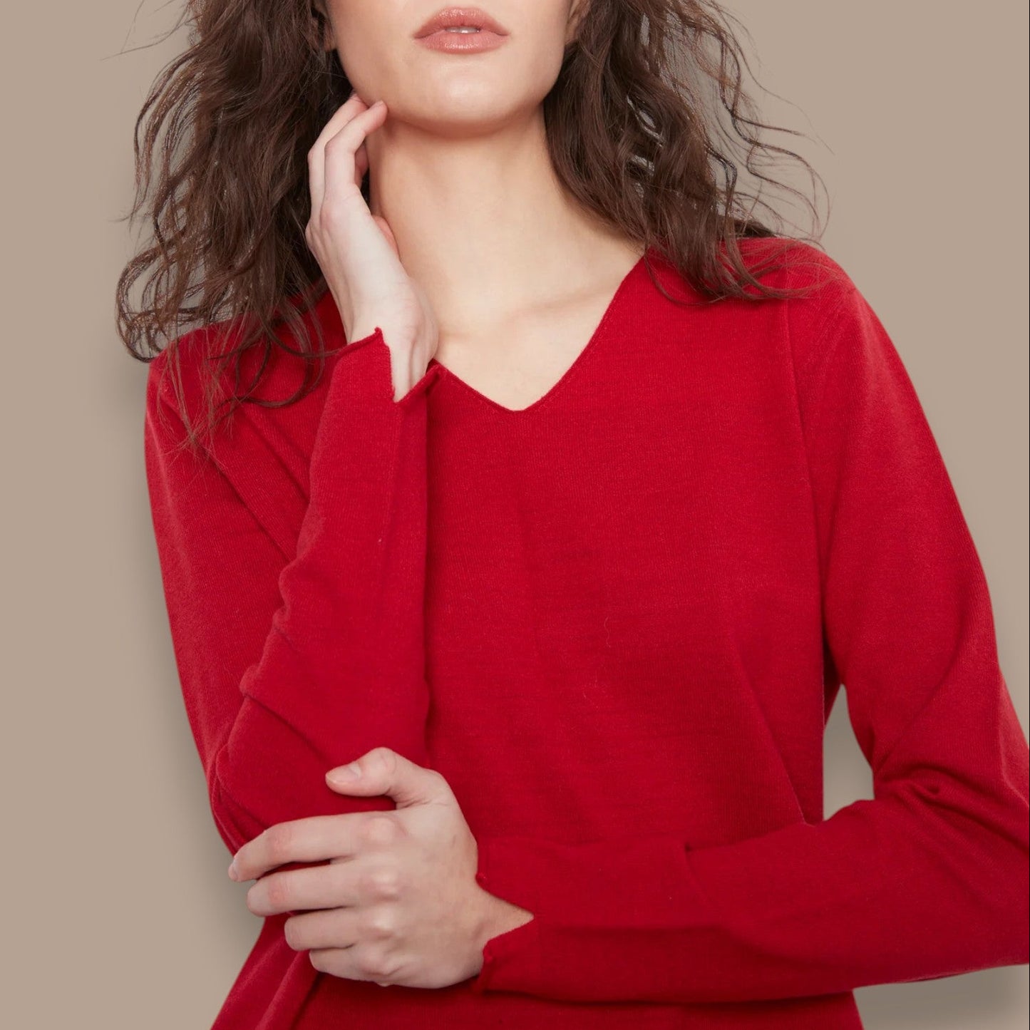 Charlie B - Long Sleeve V-Neck Knit Top