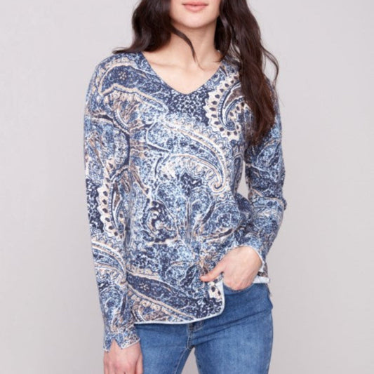 Charlie B - Printed V-Neck Sweater