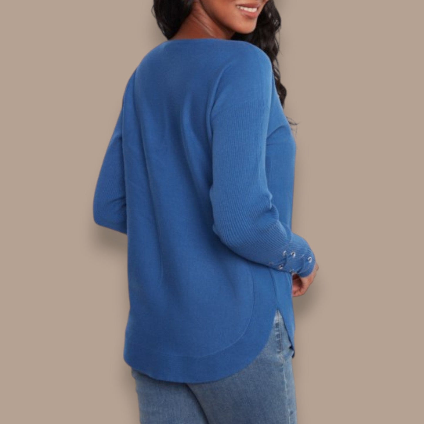 Charlie B - Boat Neck Sweater with Sleeve Detail