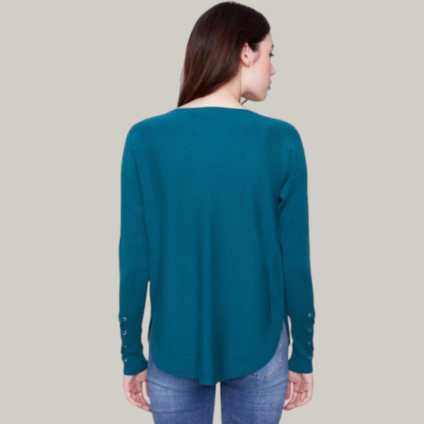 Charlie B - Knit Sweater With Lace-Up Cuffs